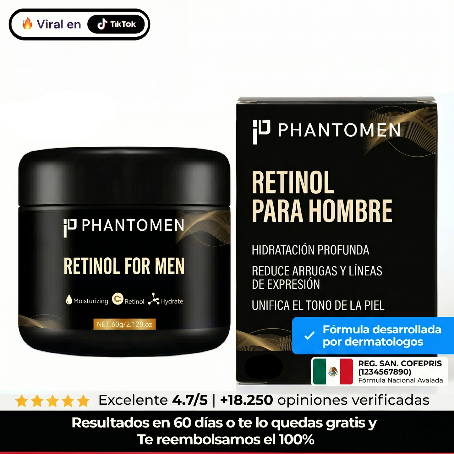 PhantoMen Crema Anti-edad con Retinol+ para Hombre.